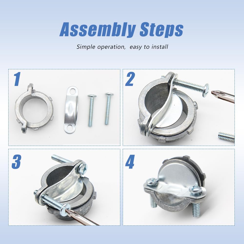 MAKERELE 4-Pack 3/8 Inch Clamp Type Cable Connectors