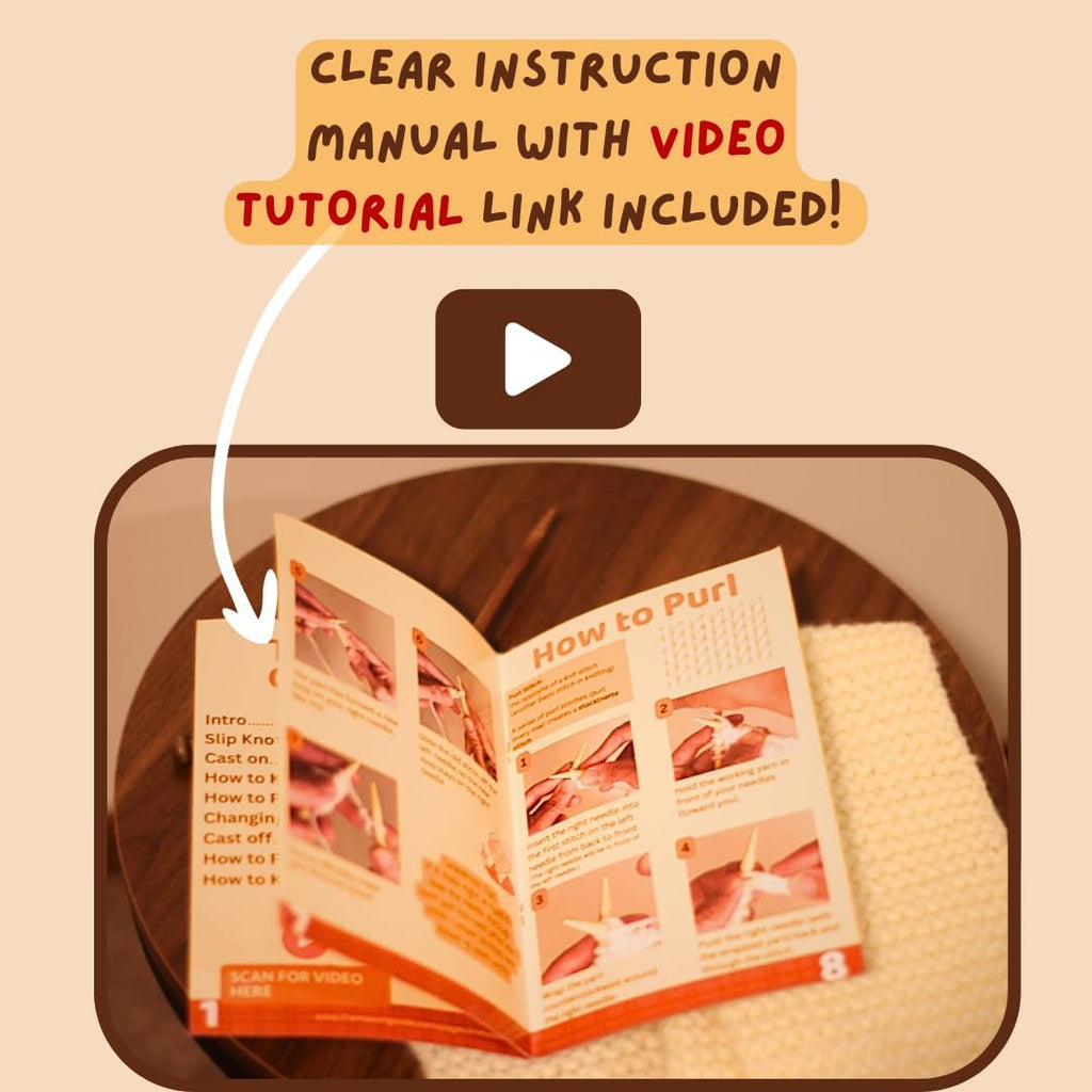 Grandma's Knitting Kit - Complete Knitting Kit for Beginners - Includes Beginner Yarn, Bamboo Needles, Video