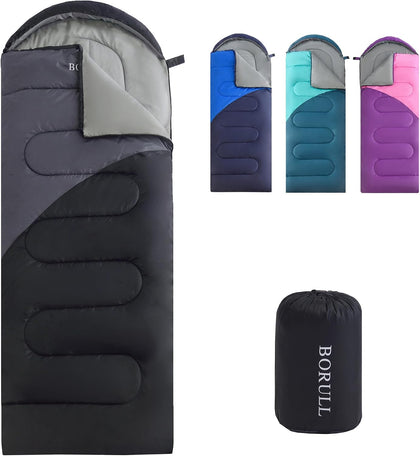 Lightweight Sleeping Bags for Adults & Kids, Backpacking & Scouts, Compact | 3lb, packs 8"x14". Left-zip Pairs with