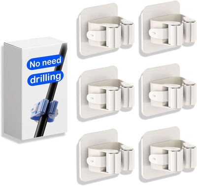 White 6-Pack Fishing Rod Holders for Garage, Wall, Boat, No-Drill Rack | Adhesive rod rack for 0.08"-0.79" fishing