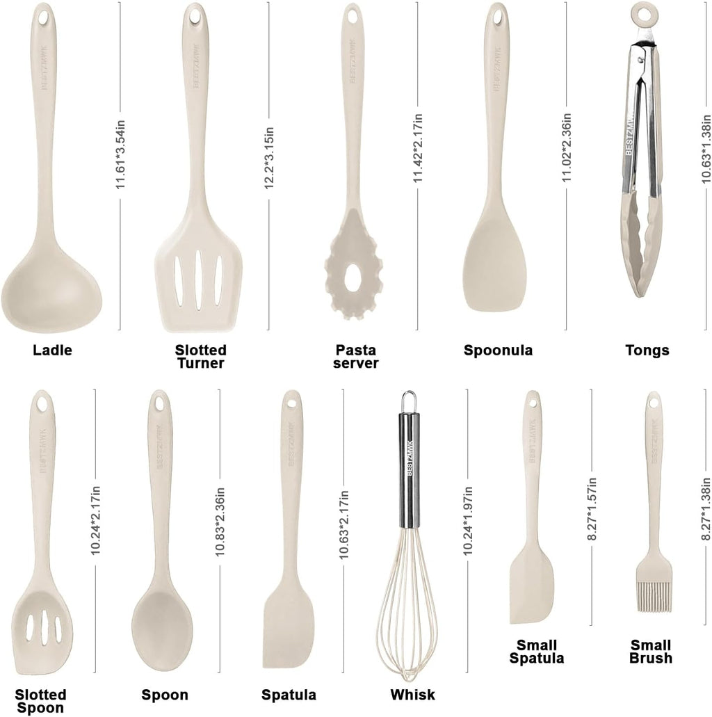 Kitchen Utensil Set - 11 Cooking Utensils - Colorful Silicone Kitchen Utensils - Nonstick Cookware with Spatula Set