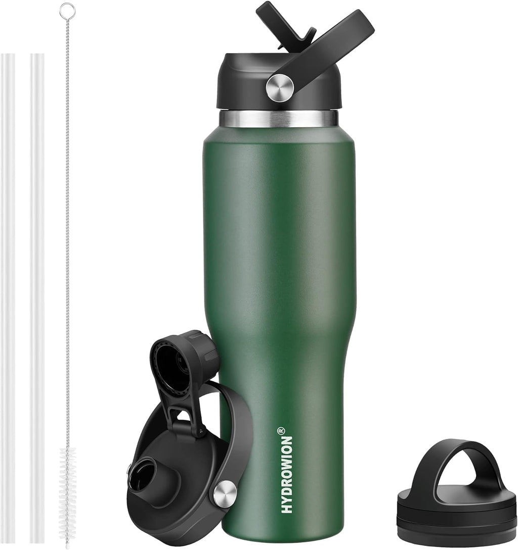 40 oz Insulated Water Bottle with Straw fit in Car Cup Holder(Cold 48 hrs, Hot 24 hrs) Drinking Bottle with Straw