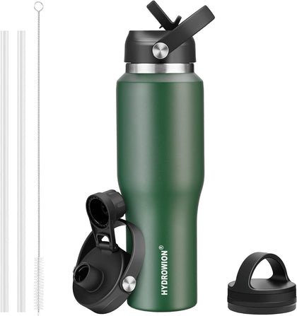 40 oz Insulated Water Bottle with Straw fit in Car Cup Holder(Cold 48 hrs, Hot 24 hrs) Drinking Bottle with Straw