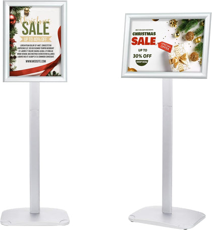 Heavy Duty Pedestal Sign Holder, 8.5 x 11" Floor Standing Sign Holder | Adjustable Vertical & Horizontal Sign Stand