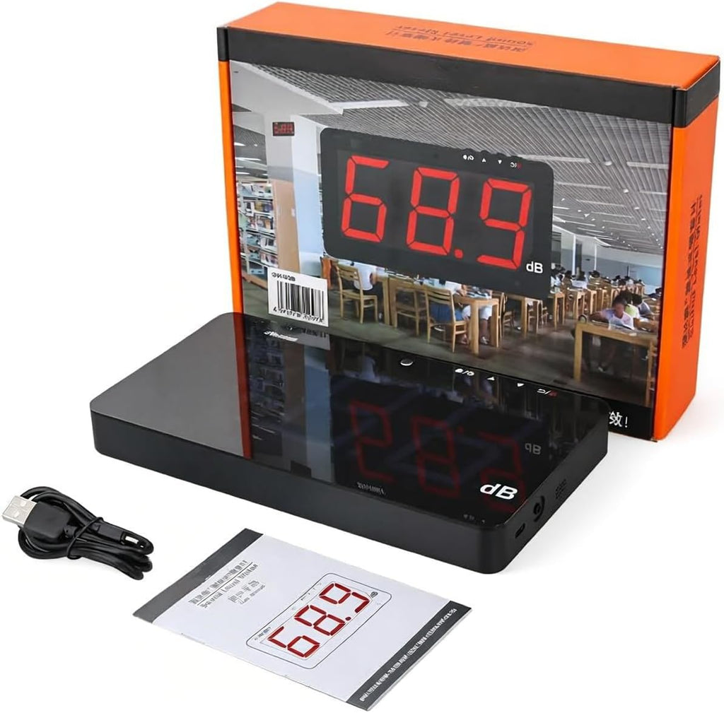 SW-525A Sound Level Meter Tester 30-130db Large Screen Red LCD Display Wall Hanging Type Decibel Noise Measuring with Alarm (Sound Level Meter)