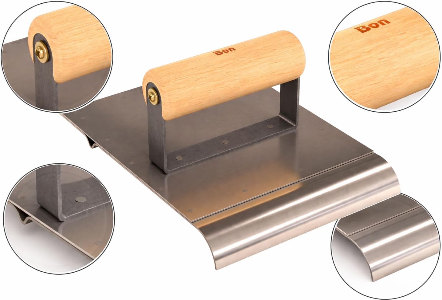 Edger Groover Concrete Tool 6 in. x 8 in. 1/4 in. Bit 3/4 in. Radius Wood Wave Handle Combination Curb Edger and