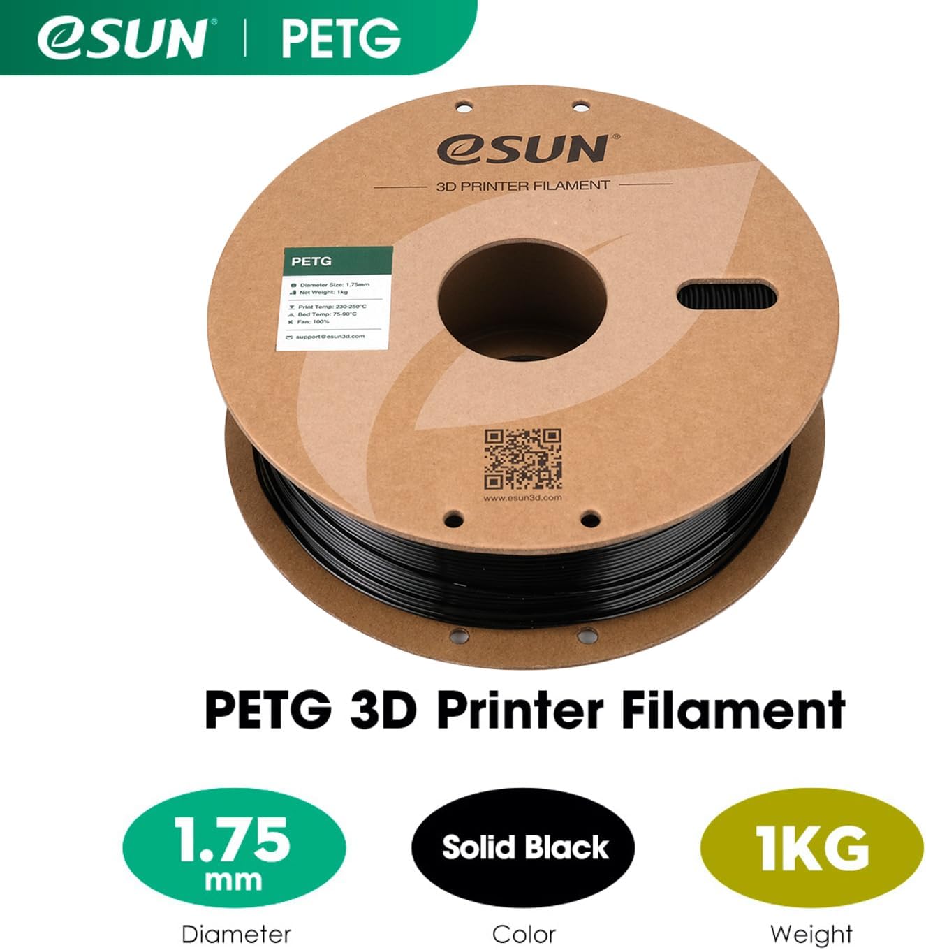 PETG Filament 1.75mm, 3D Printer Filament PETG, Dimensional Accuracy +/- 0.05mm, 1KG Spool (2.2 LBS) 3D Printing