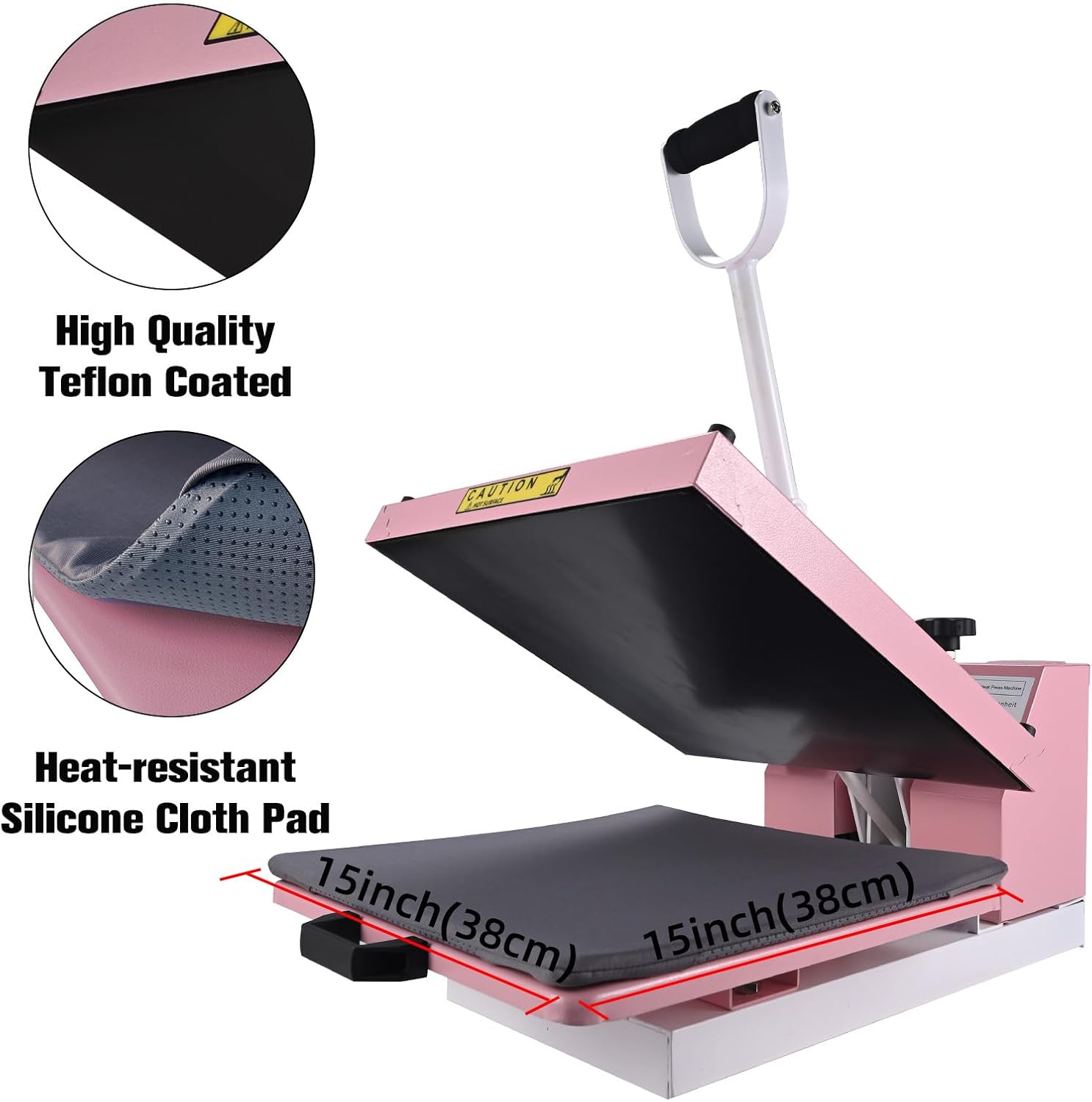 Industrial 15"x15" Clamshell Heat Press Machine for T-Shirts, Sublimation, Vinyl & HTV - Digital Control, Non-Stick