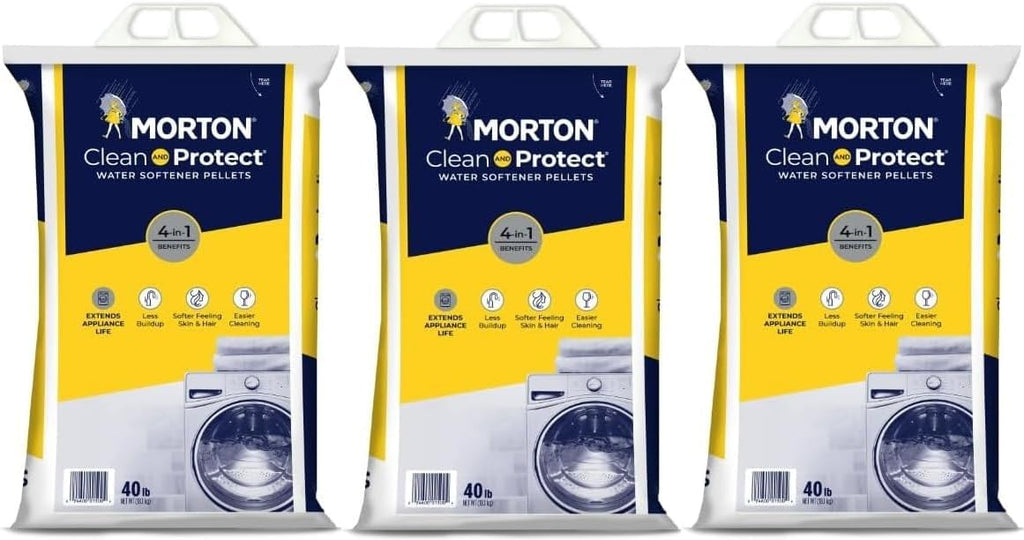 Morton Clean and Protect Water Softener Salt Pellets, 40 LB Bag (3), White