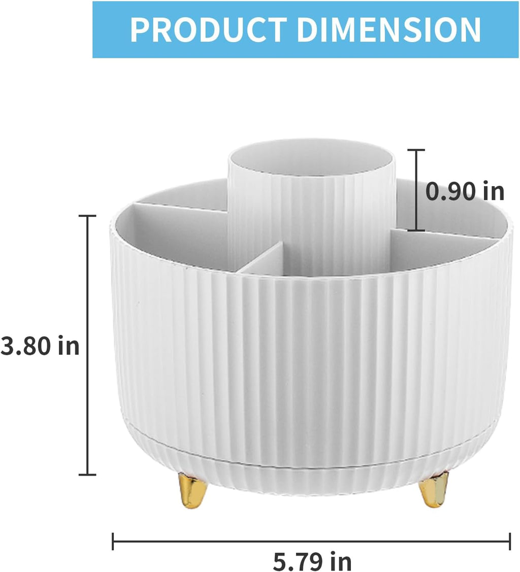 Desk Organizer, 360-Degree Rotating Pen Holder, Desk Organizers and Accessories with 5 Compartments Pencil Holder