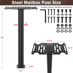 43" Mailbox Post with Mounting Bracket, Heavy Duty In-Ground Post for Outdoor Mailboxes, Compatible with Mail Boss