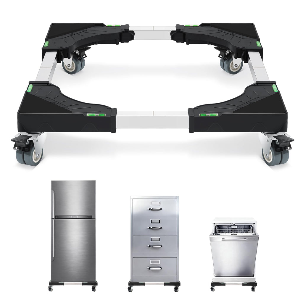 Furniture Dolly Adjustable Mini Fridge Stand with Wheels Washing Machine Stand Mobile Roller with 4 Locking Swivel