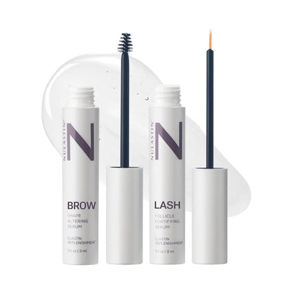 Eyelash Serum & Brow Serum - Lash & Brow Dual System - Eyebrow & Eyelash Enhancing Serums with Keratin & Peptides for