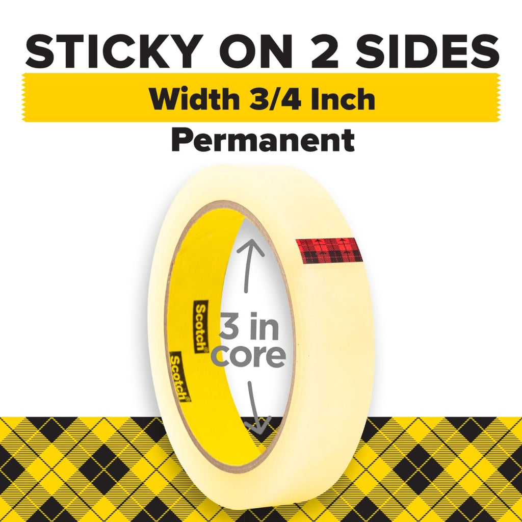 Double Sided Tape, 0.75 in. x 1296 in., 2 Refill Tape Rolls