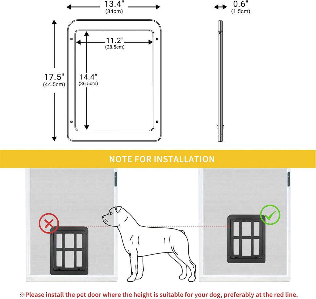 Dog Screen Door for Sliding Screen Door, Flap Opening 11.2" x 14.4", Screen Door with Magnetic Doggie Door Built-in