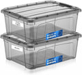 12.5 Quart Storage Bins with Lids, Plastic Storage Containers with Latching Lids For Organizing - Tinted - (15.5’ x