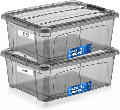 12.5 Quart Storage Bins with Lids, Plastic Storage Containers with Latching Lids For Organizing - Tinted - (15.5’ x