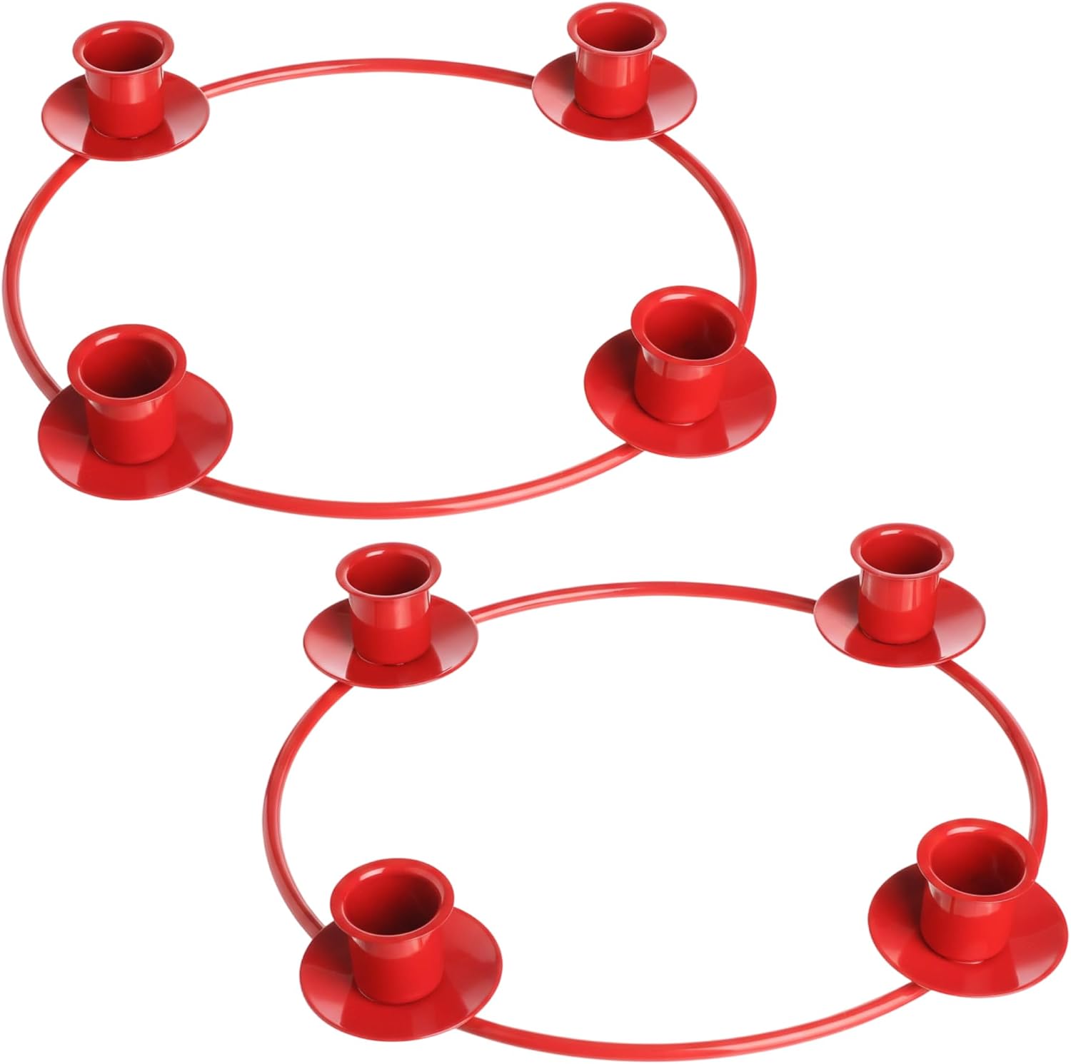 Christmas Advent Candle Holder 4 Candles Stand, Red, 2 Pcs