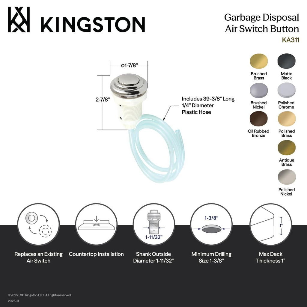 Kingston KAT315 Garbage Disposal Air Switch Button, Oil Rubbed Bronze
