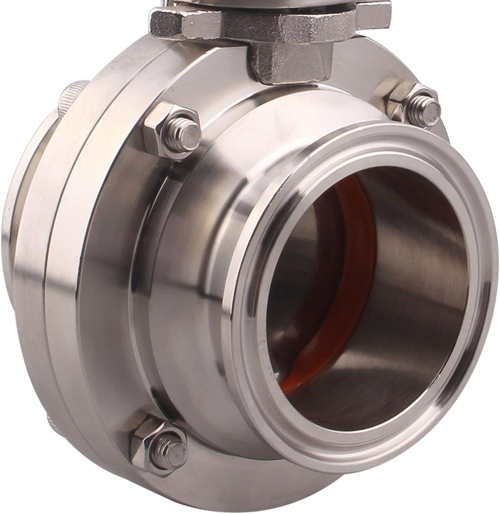 DERNORD Butterfly Valve with Trigger Handle Stainless Steel 304 Tri Clamp Clover (2 Inch Tri Clamp Butterfly Valve)