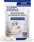 Clean People Dishwasher Pods - Cuts Grease & Rinses Sparkling Clean - Residue-Free - Phosphate Free Dishwashing Pods