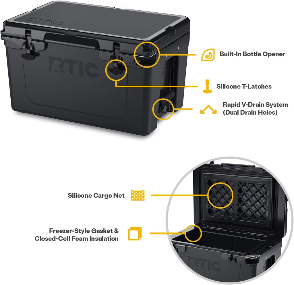 45 QT Ultra-Tough Hard Cooler | Portable Hard Ice Chest Box for Beach, Drinks, Camping, Picnic, Fishing, Boat and