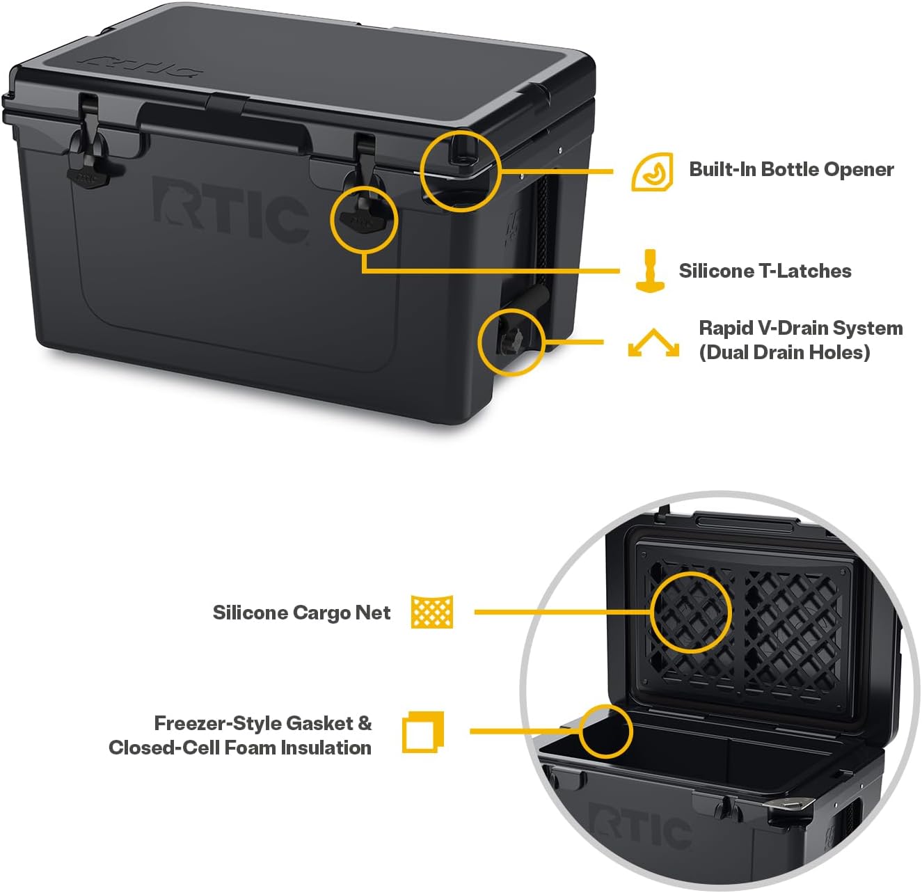 45 QT Ultra-Tough Hard Cooler | Portable Hard Ice Chest Box for Beach, Drinks, Camping, Picnic, Fishing, Boat and