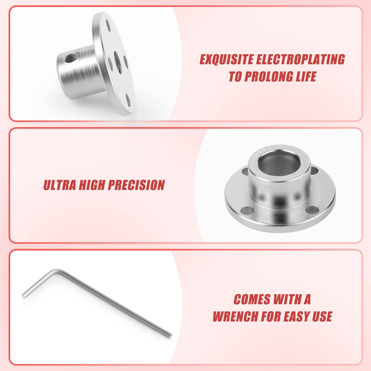 QCQIANG 5PCS 12mm Flange Coupling, Motor Shaft Coupler, Flanged Shaft Mount, for DIY Handmade Model
