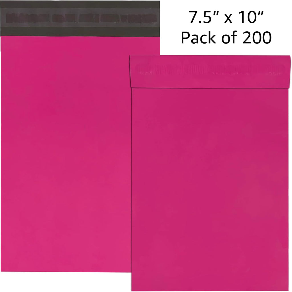 Pink Poly Mailers, 7.5" x 10.5", Pack of 200