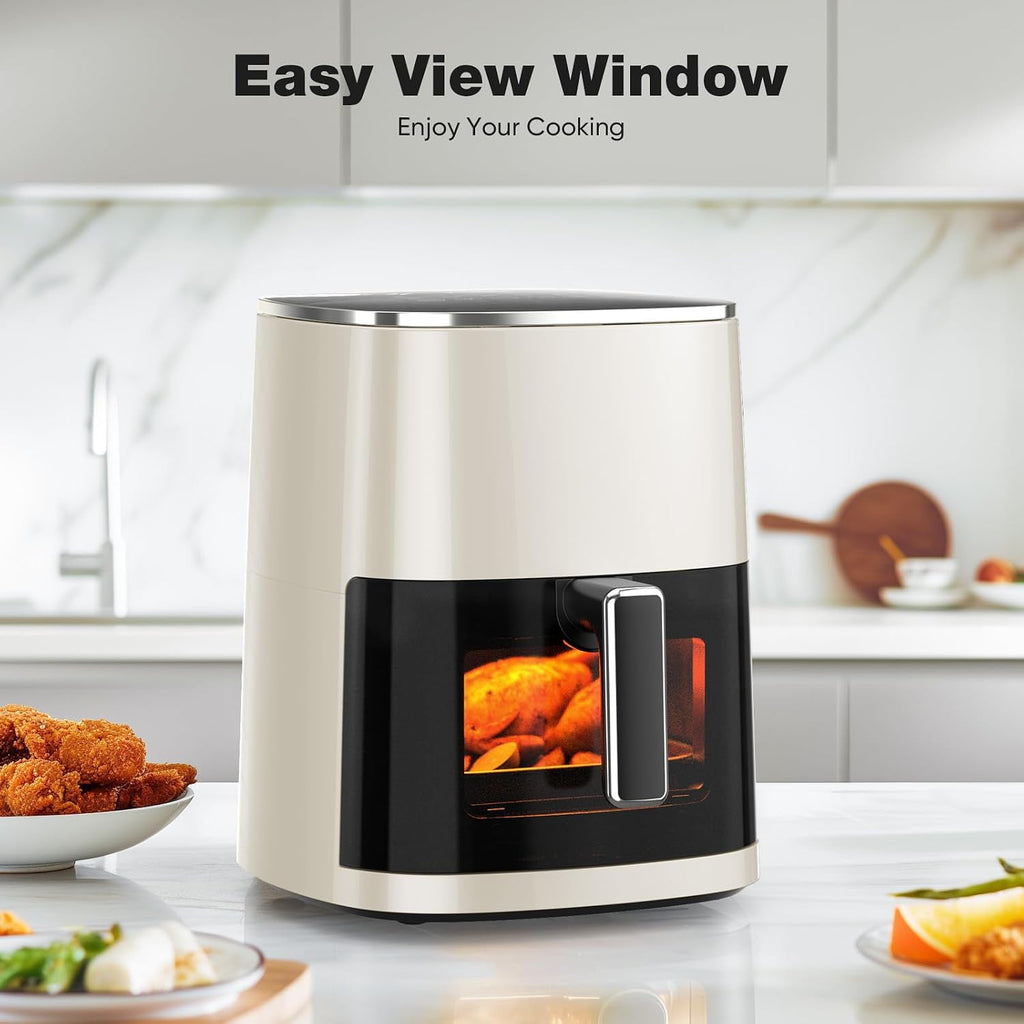 Air Fryer, 6QT Square Airfryer with Visual Window, 400°F Fast Heating Air Fryers Oven with Timer, Auto-Off, Non Toxic