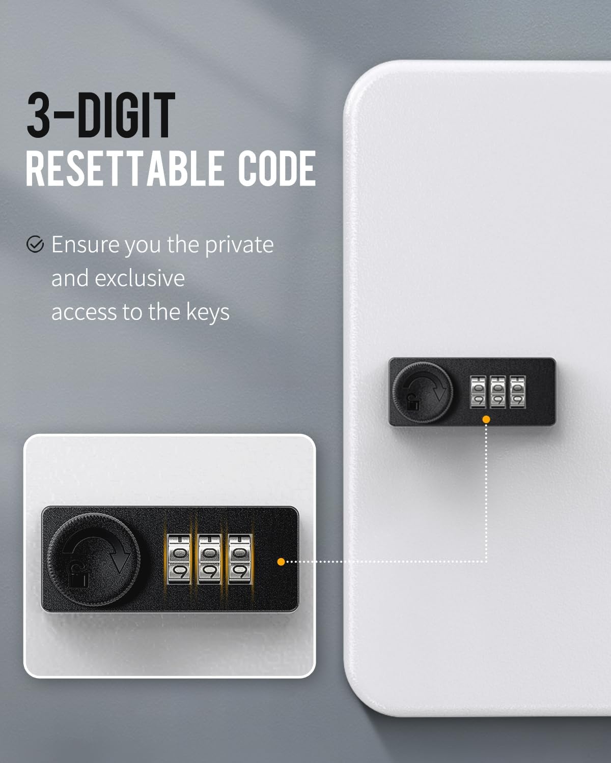 28-Key Steel Key Cabinet with Combination Lock Wall Mounted Key Organizer with Resettable Code White Digital Security