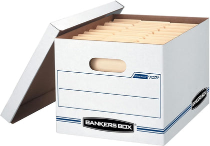 Stor/File Storage Boxes, Letter/Legal Size, Lift-Off Lid, 60% Recycled Corrugated, White/Blue, 20/Pack, 2-Pack (40