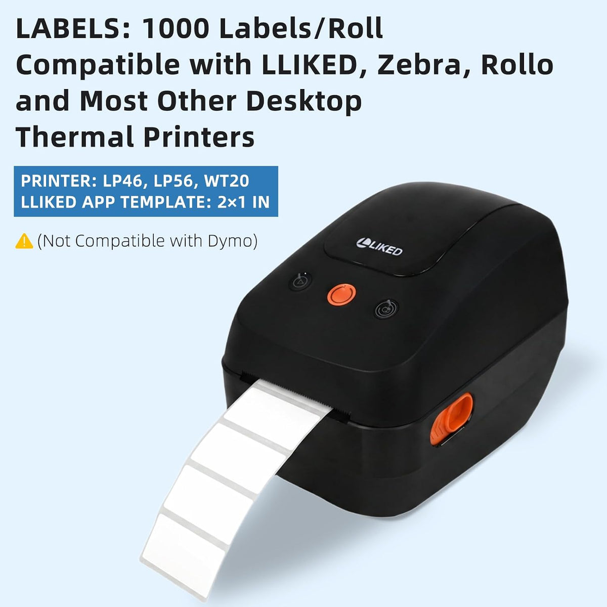 2" x 1" Thermal Labels 1000 Dissolvable Labels