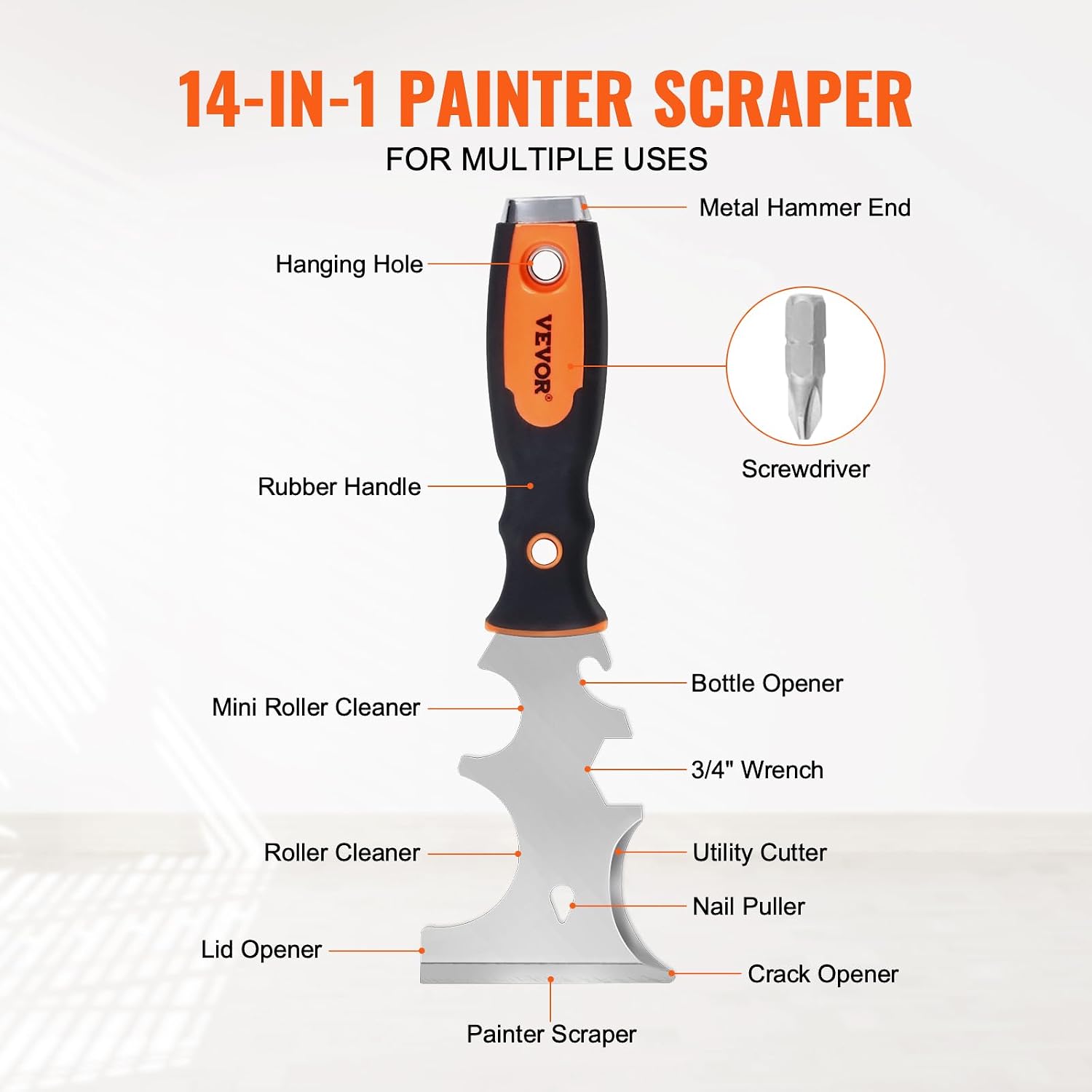 Drywall Knife Set, 6 PCS Drywall Tools Includes 3" Painter Scraper, Two Putty Knives, Two Taping Knives and 12" Mud