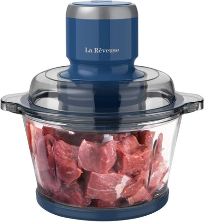 Electric Food Processor, 7-Cup Food Chopper Glass Bowl, Blue | for Chopping, Grinding, Mincing, Whisking, Meal Prep