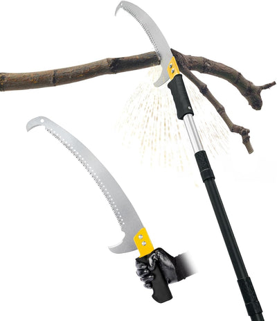 14.5FT Pole Saw with Adjustable Length for Tree Trimming, Lightweight Manual Pruning Saw with Mn Steel Blade, Long