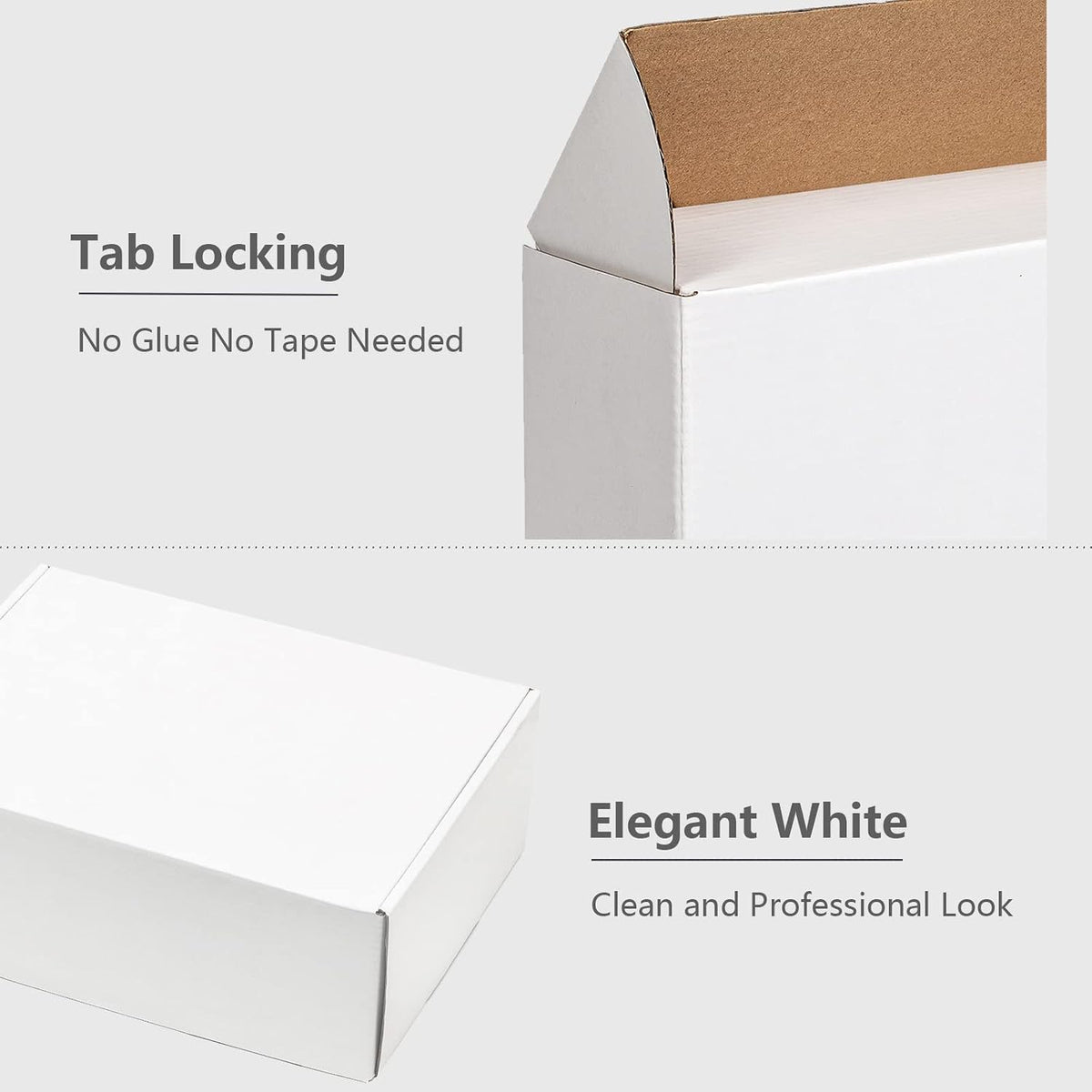 Shipping Boxes 13x10x3 Inches 20 Pack White Corrugated Cardboard Mailing Box for Small Business, Tab Locking