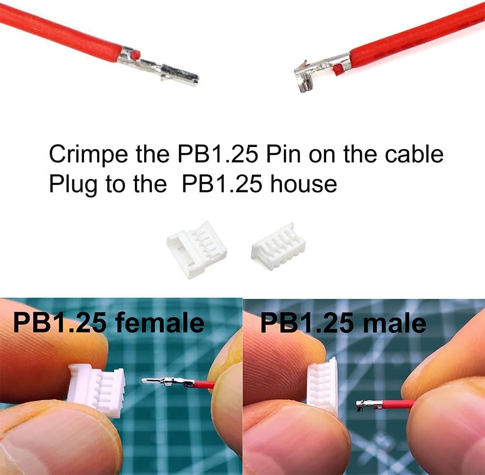 PB1.25 Male and Female Connectors and Crimp Terminal kit Compatible with Molex PicoBlade Connectors Plugs 1.25mm Pitch for Pixhawk 2.4.8 Drone Flight Controller