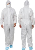 12 Pack Disposable SMS Hazmat Suits with Hood White M-3XL | 5 Size Options, High Density SMS Material Coveralls, Tear