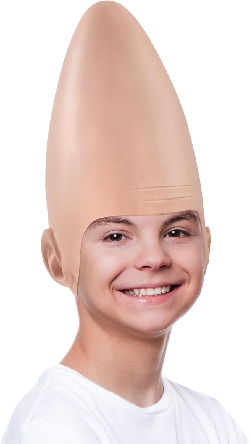 Halloween Cone Bald Head, Latex Bald Wig Cap for Men Woman Adult Kid, Boy Girl Halloween Alien Cosplay Costume