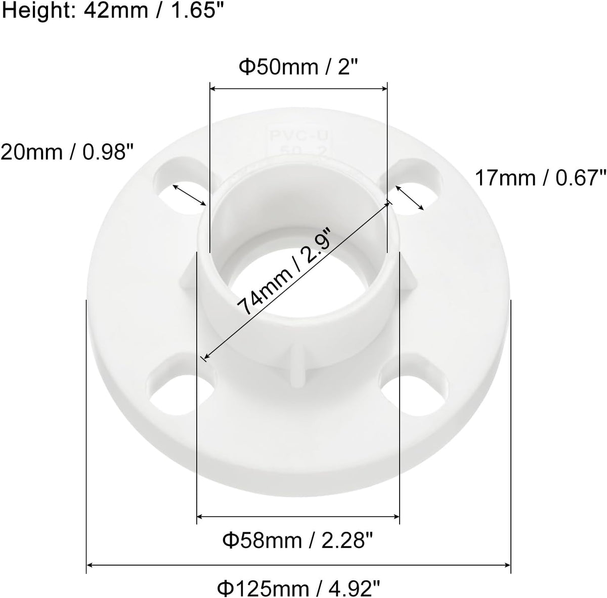 PATIKIL 50mm PVC Pipe Fitting Flange for 50mm OD Pipe Connect White
