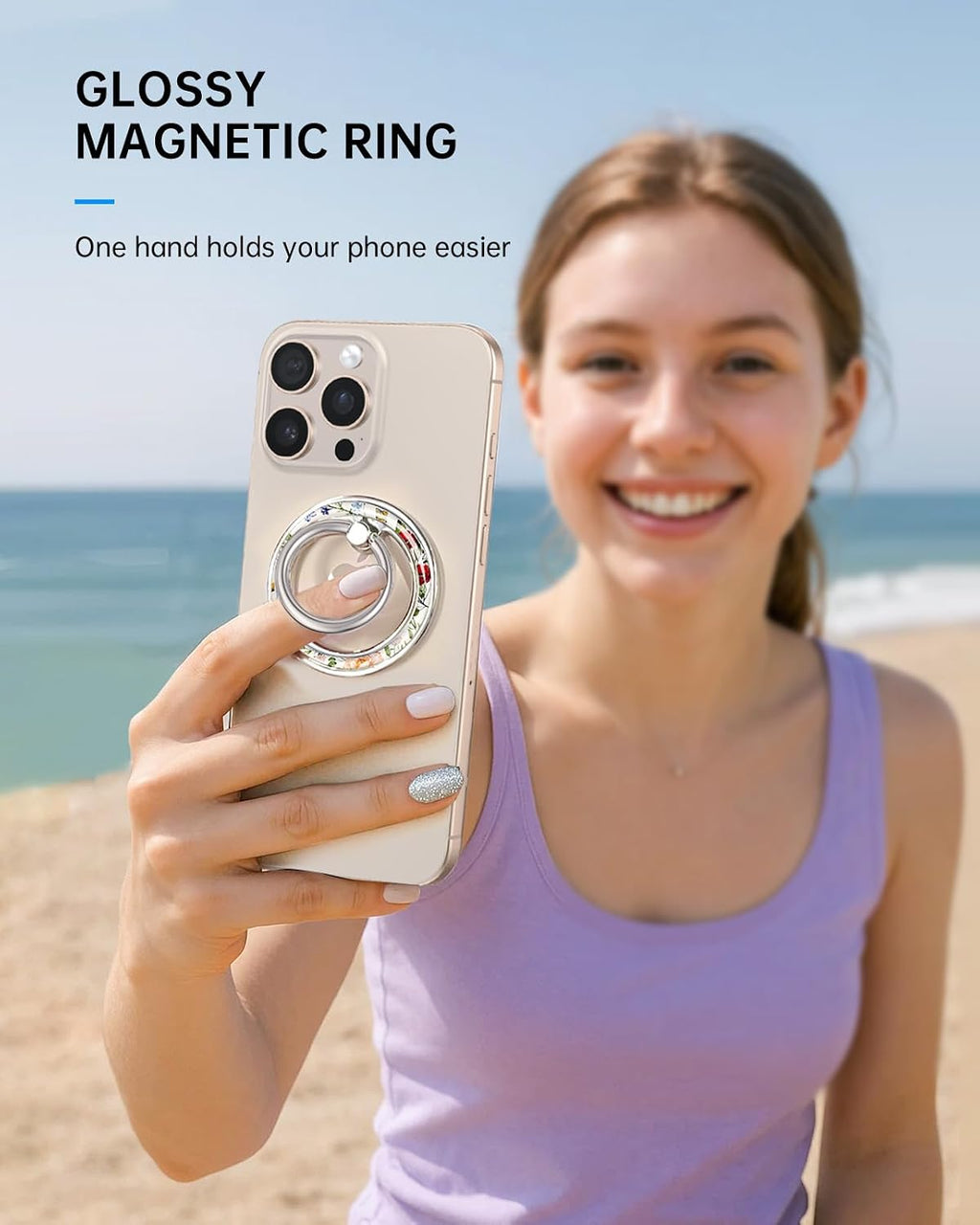 Magnetic Phone Ring Holder with MagSafe - Magnetic Phone Grip MagSafe Ring Holder Magnet Removable Cell Phone Stand