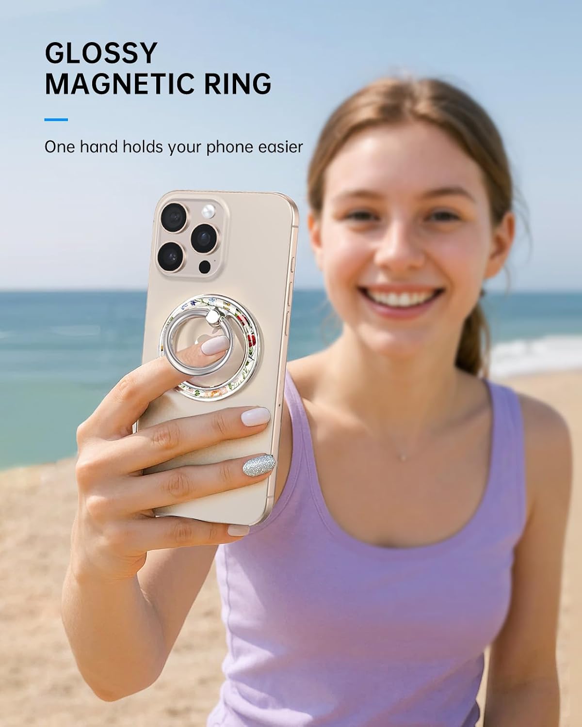 Magnetic Phone Ring Holder with MagSafe - Magnetic Phone Grip MagSafe Ring Holder Magnet Removable Cell Phone Stand