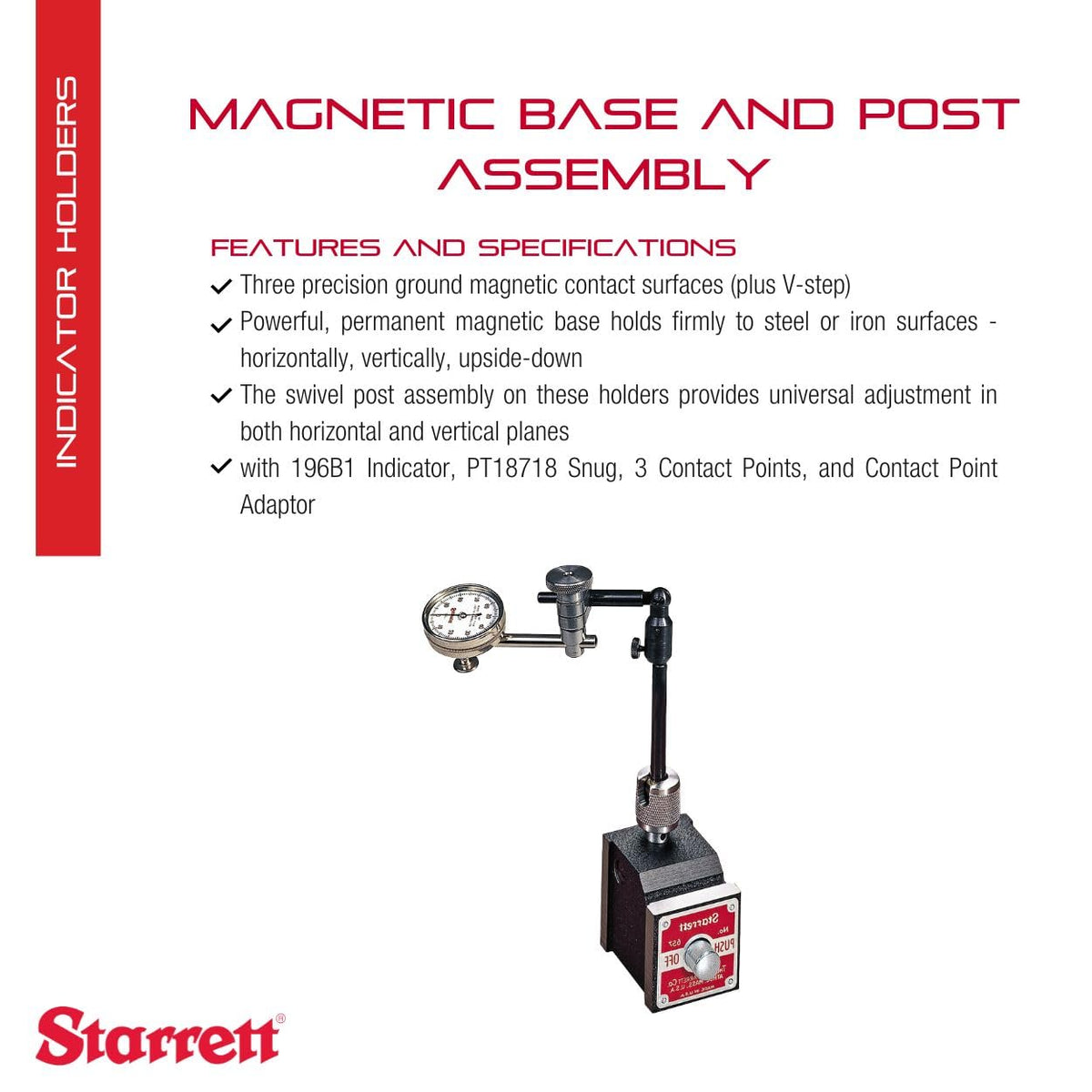 Starrett Magnetic Base Indicator Holder, Complete Set