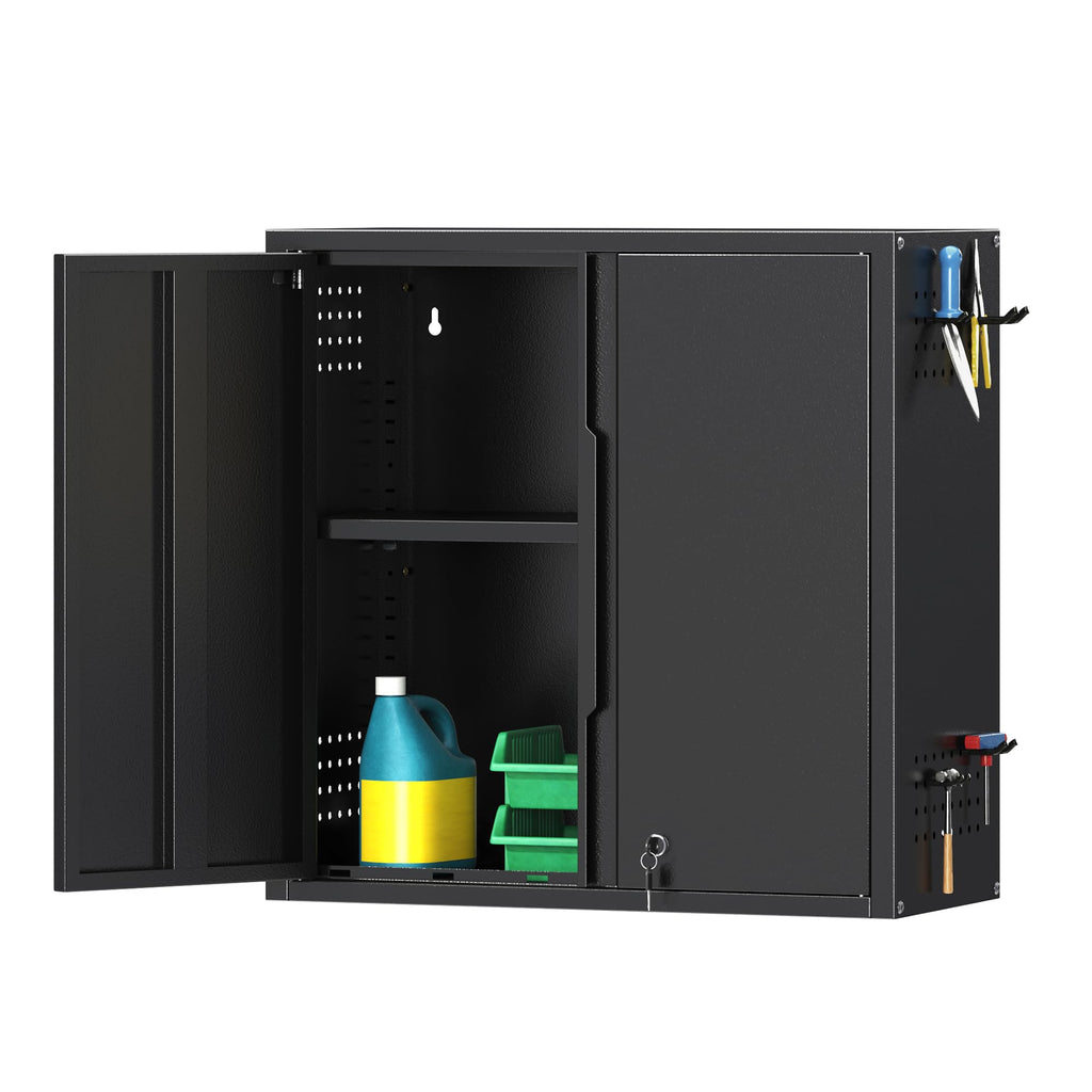 26" H Garage Wall Cabinet with Lockable Doors and Adjustable Shelf