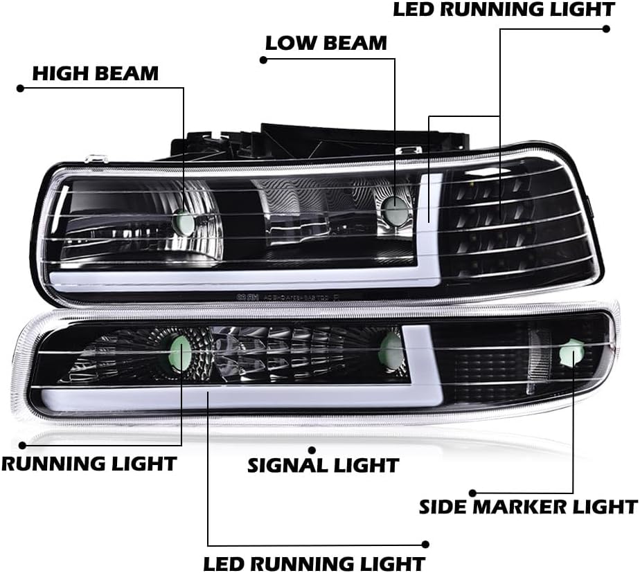 PIT66 LED Headlight set Fit 1999-2002 Chevy Silverado 1500 2500 3500