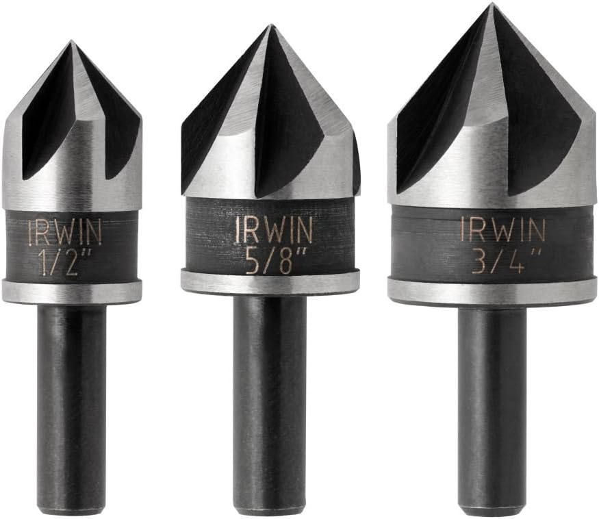 Irwin Tools IRWIN Drill Bit Set, Countersink, Black Oxide, 3-Piece (1877720)