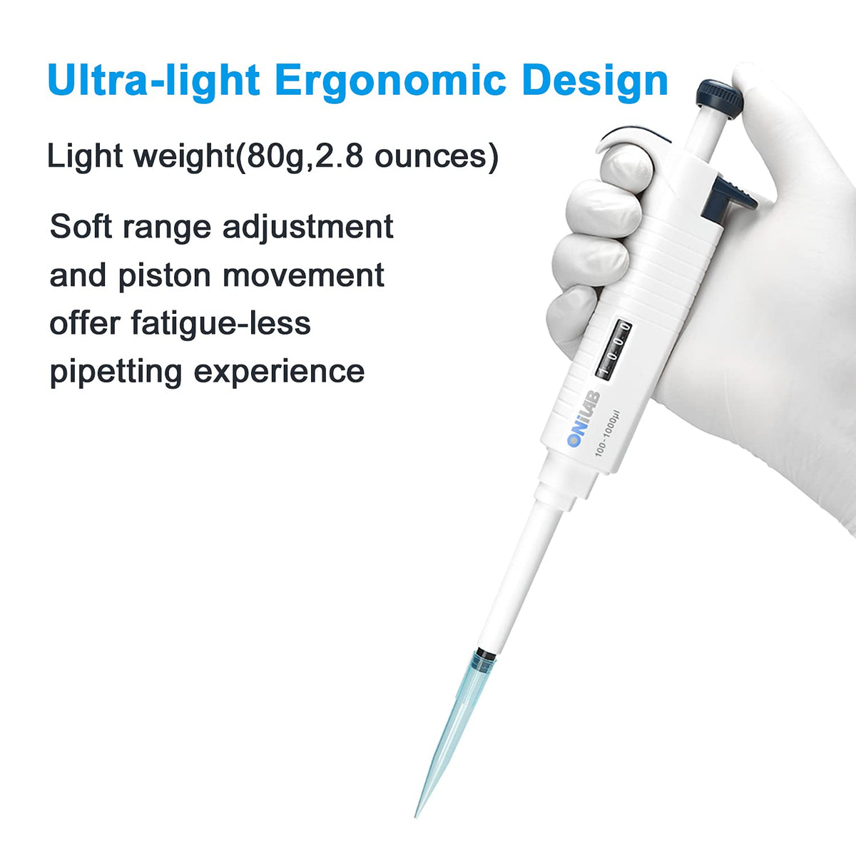 Lab Micropipette, Single Channel Adjustable Pipette 0.5-10μL