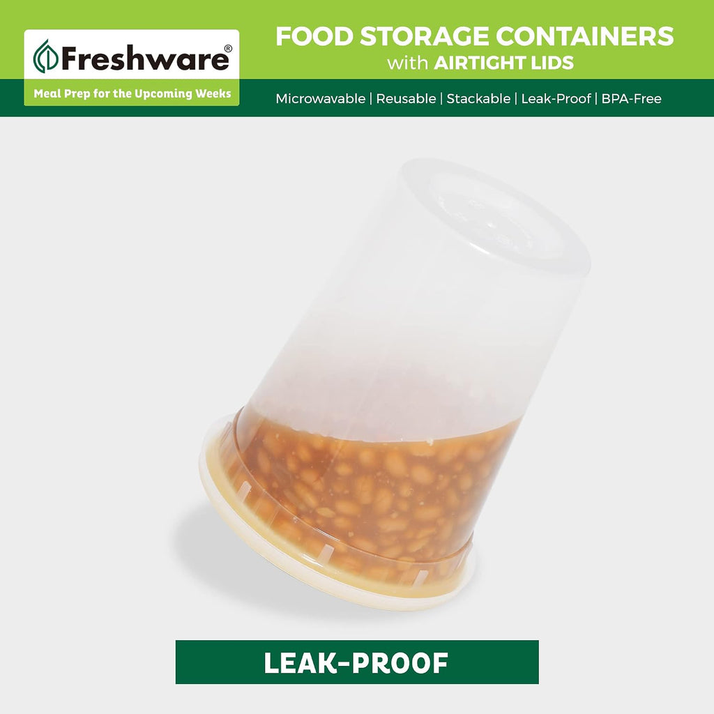 Food Storage Containers with Lids [60 Pack 8, 16, 32 oz, 20 sets each size] Plastic Deli Containers, Meal Prep