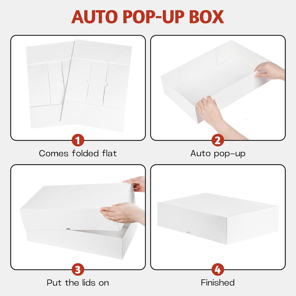Extra Large Gift Boxes with Lids, 17" x 11" x 4", 10 Pack